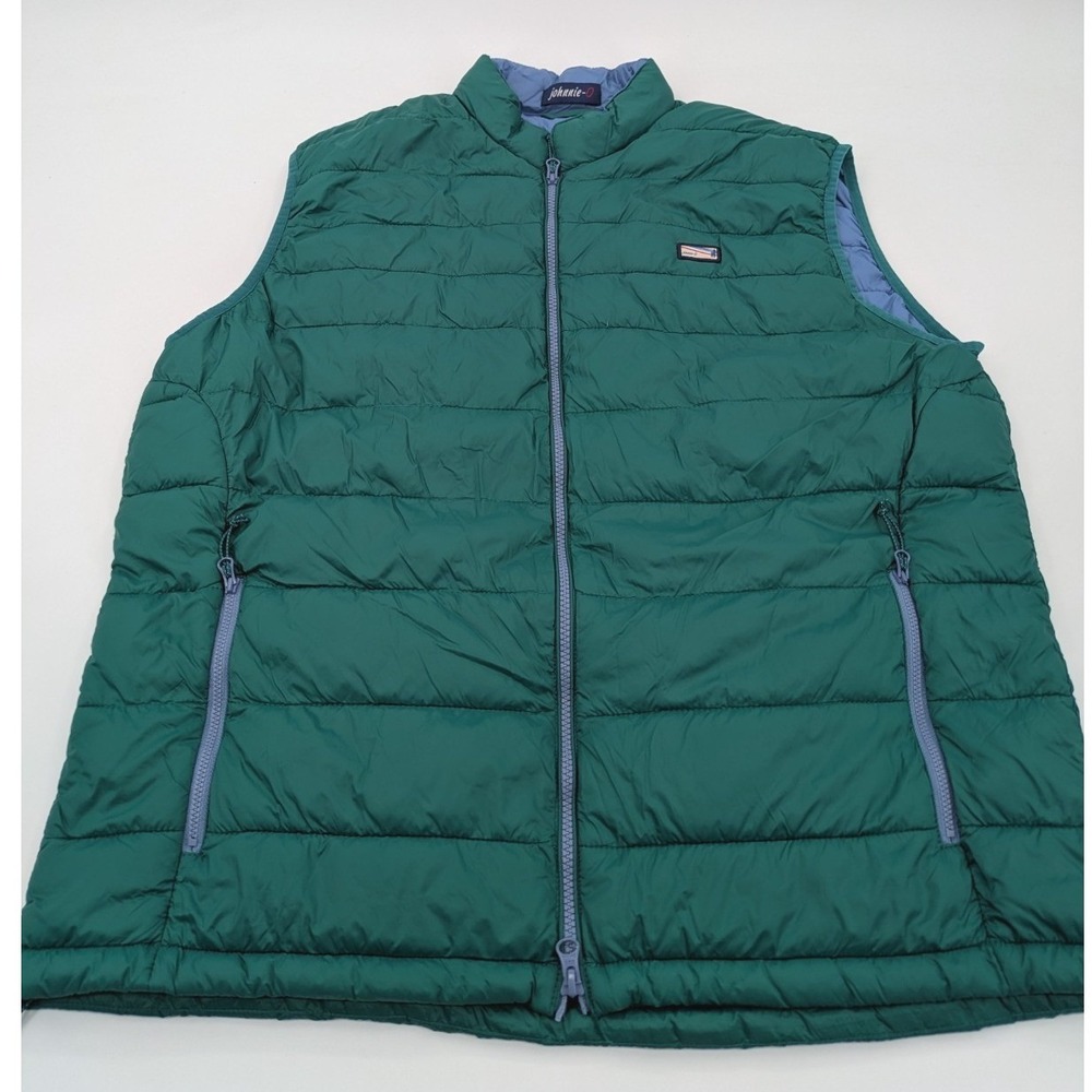 Johnnie-O Vest Hudson Puffer Full Zip Men's XL Galapgos Green Lightweight Modern
